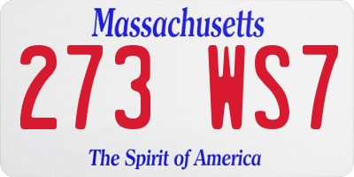 MA license plate 273WS7