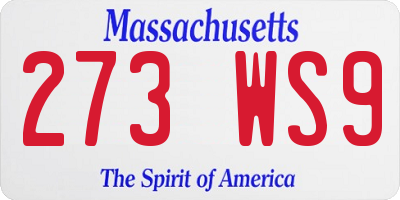 MA license plate 273WS9