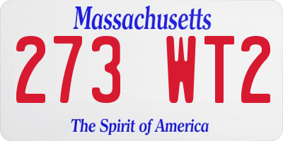 MA license plate 273WT2