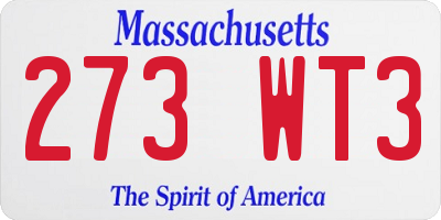 MA license plate 273WT3