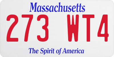 MA license plate 273WT4