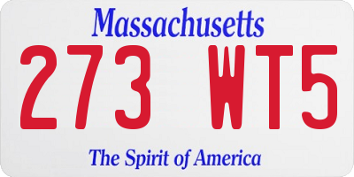 MA license plate 273WT5