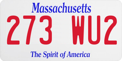 MA license plate 273WU2
