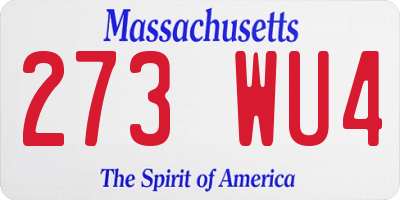 MA license plate 273WU4