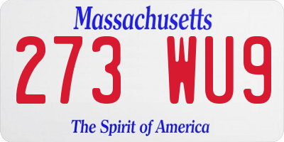 MA license plate 273WU9