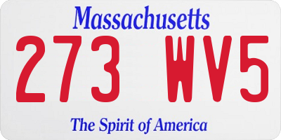 MA license plate 273WV5