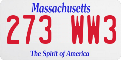 MA license plate 273WW3