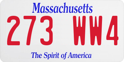 MA license plate 273WW4