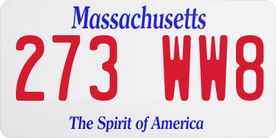 MA license plate 273WW8