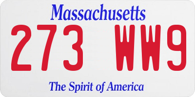 MA license plate 273WW9