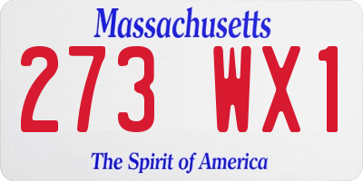 MA license plate 273WX1