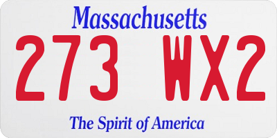 MA license plate 273WX2