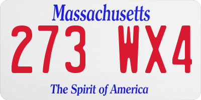 MA license plate 273WX4