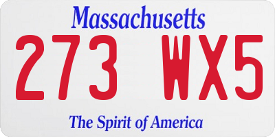 MA license plate 273WX5