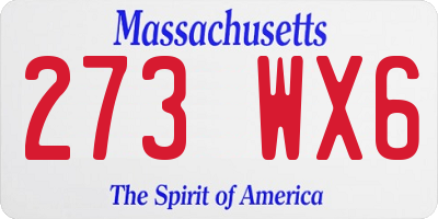 MA license plate 273WX6
