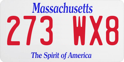 MA license plate 273WX8