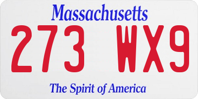 MA license plate 273WX9