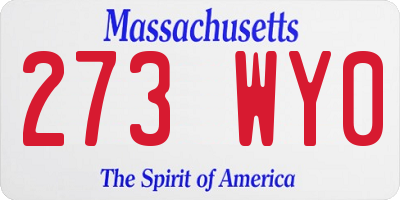MA license plate 273WY0