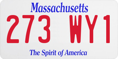 MA license plate 273WY1