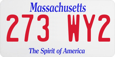 MA license plate 273WY2