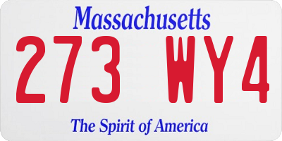 MA license plate 273WY4