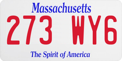 MA license plate 273WY6