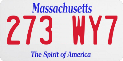 MA license plate 273WY7