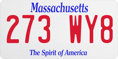 MA license plate 273WY8
