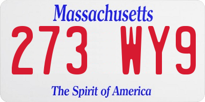 MA license plate 273WY9