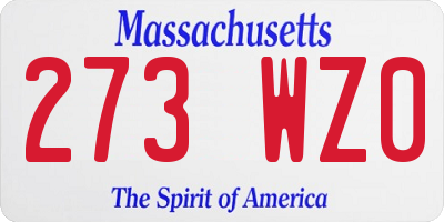 MA license plate 273WZ0
