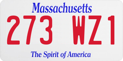 MA license plate 273WZ1