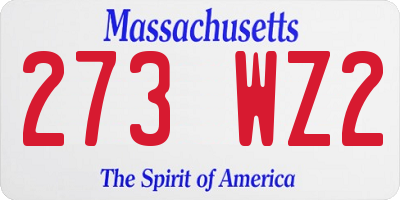MA license plate 273WZ2