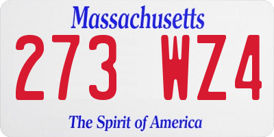 MA license plate 273WZ4