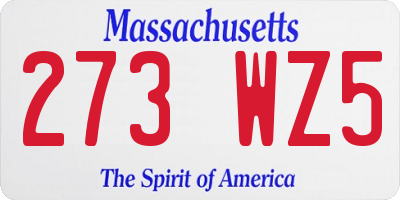 MA license plate 273WZ5