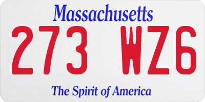 MA license plate 273WZ6