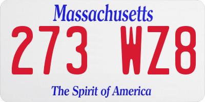 MA license plate 273WZ8
