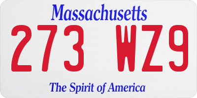 MA license plate 273WZ9