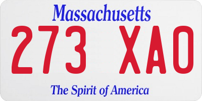 MA license plate 273XA0