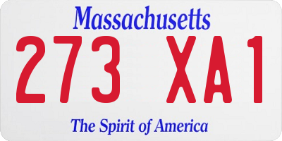 MA license plate 273XA1