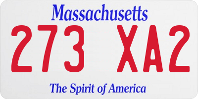MA license plate 273XA2