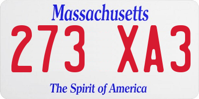 MA license plate 273XA3