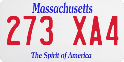 MA license plate 273XA4
