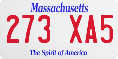 MA license plate 273XA5