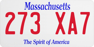 MA license plate 273XA7