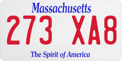 MA license plate 273XA8