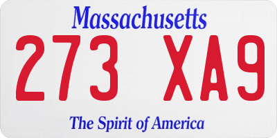 MA license plate 273XA9