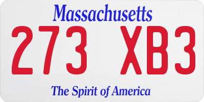 MA license plate 273XB3