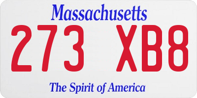 MA license plate 273XB8