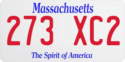 MA license plate 273XC2