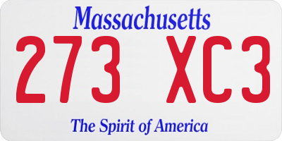 MA license plate 273XC3